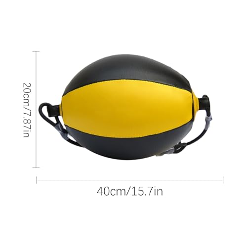Double End Bag PU Leather Boxing Punching Bag | Includes Carabiners, Needle, Air Pump, Boxing Equipment Enhances Reaction, and Hand Eye Coordination Training - color: Yellow