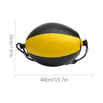 Double End Bag PU Leather Boxing Punching Bag | Includes Carabiners, Needle, Air Pump, Boxing Equipment Enhances Reaction, and Hand Eye Coordination Training - color: Yellow