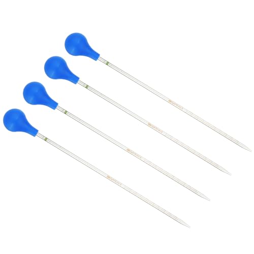 PATIKIL Graduated Dropper Pipettes Kit, 4pcs 0.1ml Borosilicate Glass Pipette with Rubber Cap for Transfer Liquid for Lab, Chemistry, Clear - size: 0.1ml