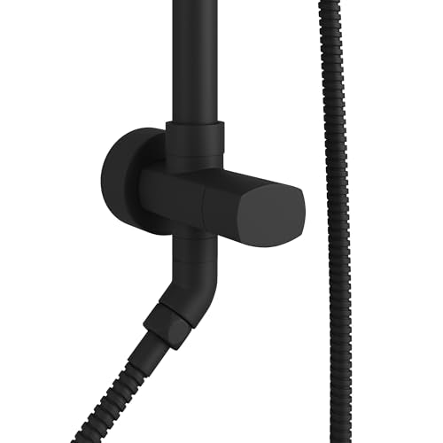 PULSE ShowerSpas Kauai III Matte Black Rain Shower Head with Handheld Spray - 1.8 GPM, 8" Showerhead, 5-Function HandShower, Adjustable Slide Bar - Shower Heads with Handheld Spray Combo - size: 1.8 Gallon Per Minute, style: Matte Black