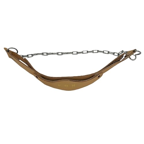Force of Habit Head Harness, Brown, Leather with 24 Inch Steel Chain - color: Tan