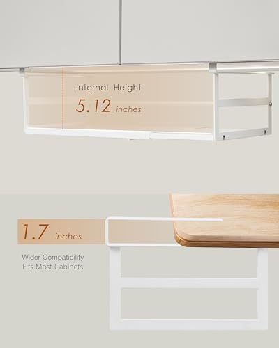 Under Shelf Storage Basket, 2-Pack Under Cabinet Shelf Organizer | Expandable Hanging Basket Holds 35 lbs Add-On Kitchen Pantry Cupboard Counter Laundry 10.04-16.81" W x 7.2" D x 5.12"H
