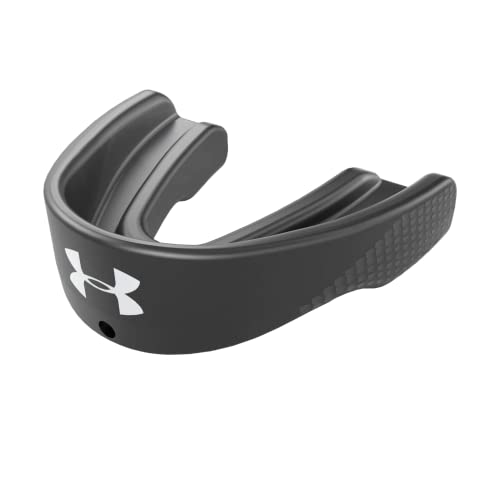 Under Armour Sports Mouth Guard, Custom Fit, Includes Detachable Helmet Strap - color: Black, size: Youth