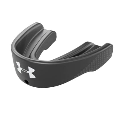 Under Armour Sports Mouth Guard, Custom Fit, Includes Detachable Helmet Strap - color: Black, size: Youth
