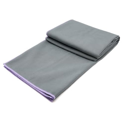 Eunzel Hot Yoga Mat Towel, Ultra-Absorbent Microfiber 72" x 26.5" - color: Gray/ Purple