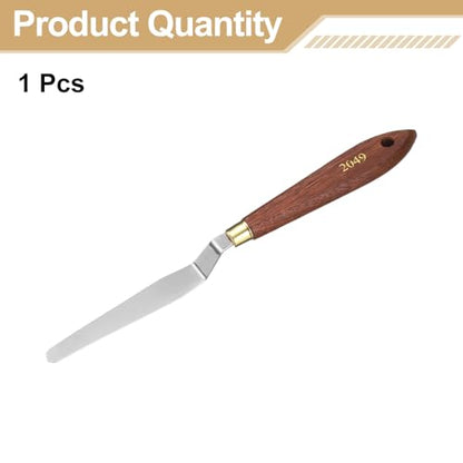 HARFINGTON Palette Knife Painting Tool 4.33" x 0.63" Stainless Steel Teardrop Blade 8.46" Length Spatula Painting Pallet Knives with Hole Beech Wood Handle for Oil Acrylic Canvas, Red/Silver