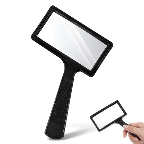 Rectangular 10x Magnifying Glass, 4x2in Hand Held Magnifying Glass, Handheld Magnifier for Reading Observation Hobbies Repair (Large Horizontal Viewing Area)