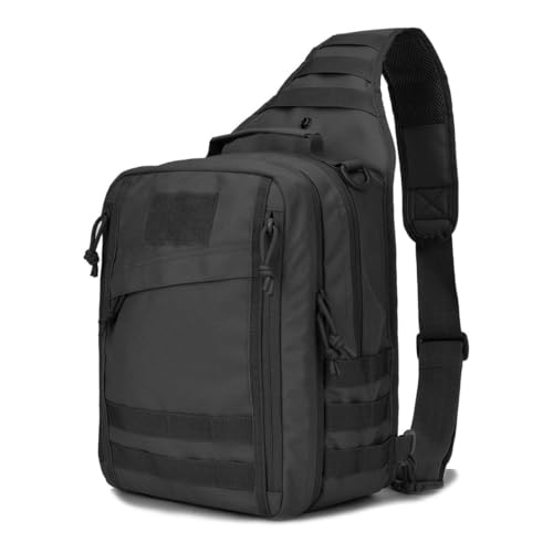 REEBOW GEAR Tactical Sling Bag Single Shoulder Every Day Carry Backpack - color: Style 07 Black