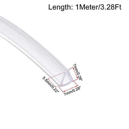 uxcell Trim Seal, PVC U-Seal Channel Edge Protector Sheet, Fits 3-5mm Edge 1Meter/3.28Ft Length, 0.28" Height Transparent