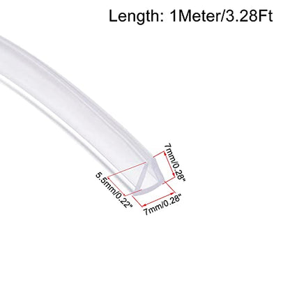 uxcell Trim Seal, PVC U-Seal Channel Edge Protector Sheet, Fits 3-5mm Edge 1Meter/3.28Ft Length, 0.28" Height Transparent