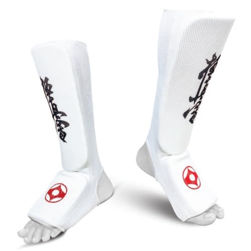 Martial Arts Shin Guards Kickboxing Muay Thai Instep Pads, MMA Faux Leather Leg Foot Kicking Sparring Shin Pad Training Gear, BJJ Karate Boxing Taekwondo - size: X-Large