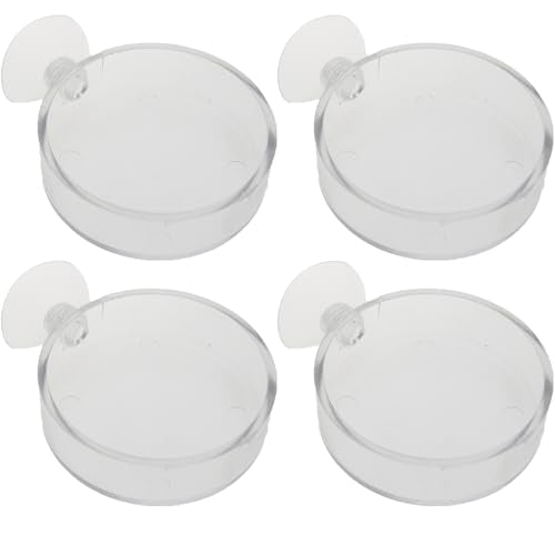 TAODAN 4PCS 65mm Fish Tank Feeder Transparent Acrylic Aquarium Feeding Tray Pet Supplies Ornamental Shrimp Feeding Areas