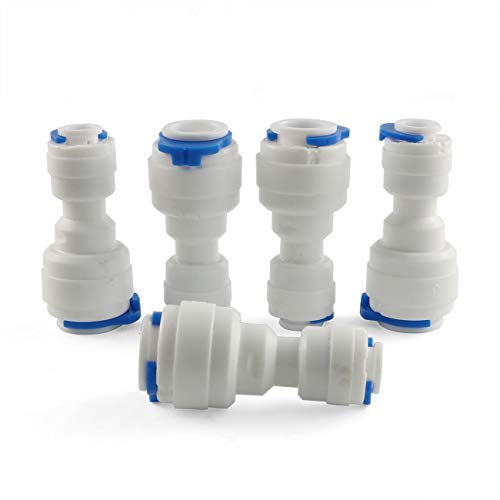 E-outstanding Quick Straight Connector 5PCS 1/4inch to 3/8inch OD Quick Straight Push Connector Water Tube Pipe Fitting Kit for RO Water Systems Purifiers Filters