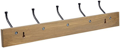 Amazon Basics Rectangular Farmhouse Wall-Mounted Coat Rack for Entryway and Bedroom, Storage Organizer, 5 Hooks, Barnwood | Farmhouse - color: Barnwood, style: Single