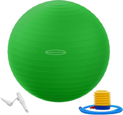Fitvids Anti-Burst and Slip Resistant Exercise Ball Yoga Ball Fitness Ball Birthing Ball with Quick Pump - color: Green, size: M(19-22in/48-55cm)