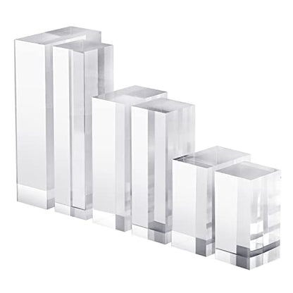 CiaoHER 2in Thickness Solid Acrylic Cube Display Block 2"x2"x8" | Clear Polished, Pedestal Stand Riser, Solid Base, 1 Pack