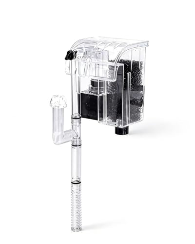 Small Fish Tank Filter, Hang on Filter for 1-5 Gal Nano Aquarium, Ultra Quiet Power Filter with Aeration & Oil Skimmer, Adjustable Flow for Betta Shrimp Tank
