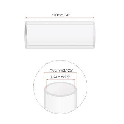 6" Clear Plastic Rigid Pipe 74mm ID x 80mm OD (2.9" ID x 3.125" OD) Acrylic Round Tubing, [for Plumbing, Hydraulics, Aquarium] - size: 2.9" x 3.125"