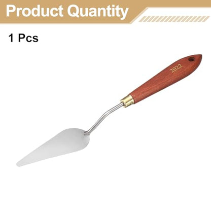 HARFINGTON Palette Knife Painting Tool 3.23" x 1.14" Stainless Steel Teardrop Blade 9.45" Length Spatula Painting Pallet Knives with Hole Beech Wood Handle for Oil Acrylic Canvas, Red/Silver