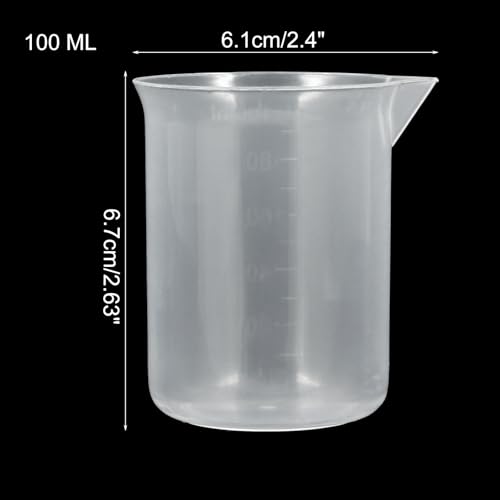 Bivethoi 3 Pack Plastic Beakers, Low Form Graduated Measuring Beakers 50ML Graduation Interval (Vol. 100ML) - size: 100ml