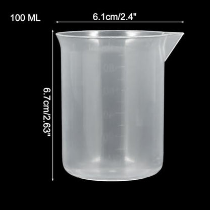 Bivethoi 3 Pack Plastic Beakers, Low Form Graduated Measuring Beakers 50ML Graduation Interval (Vol. 100ML) - size: 100ml