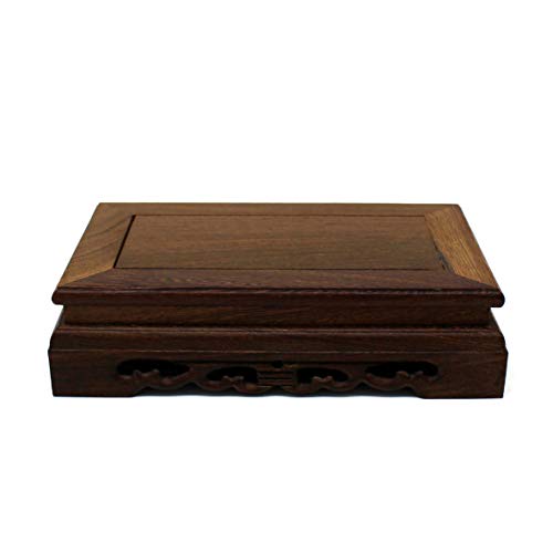 Primitives Rustic Rosewood Rectangle Display Stand Vase Pot Base Fishbowl Pedestal Stand. (8-1/2 Inch)