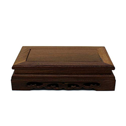 Primitives Rustic Rosewood Rectangle Display Stand Vase Pot Base Fishbowl Pedestal Stand. (8-1/2 Inch)