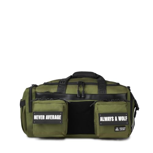 WOLFpak 30L Perfect Duffle Bag - Sports Tactical Gym Bag (Athletic Green) | Laptop Pouch, MOLLE Compatible, Padded Straps, 1000D Waterproof Fabric, Dual Cup Holders, Military Grade - color: Athletic Green (Black MOLLE)