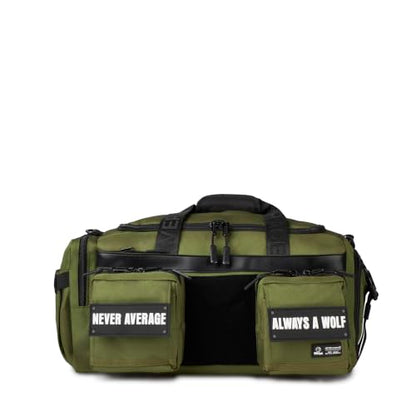 WOLFpak 30L Perfect Duffle Bag - Sports Tactical Gym Bag (Athletic Green) | Laptop Pouch, MOLLE Compatible, Padded Straps, 1000D Waterproof Fabric, Dual Cup Holders, Military Grade - color: Athletic Green (Black MOLLE)