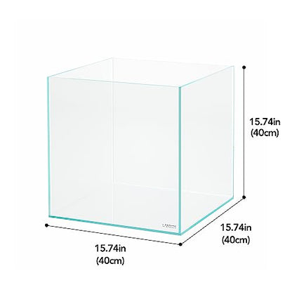 15.6 Gallon Cube Rimless Low Iron Aquarium Tank,15.7" L × 15.7" W × 15.7" H (40cm x 40cm x 40cm) 6mm Thickness with Nano Foam Leveling Mat Included - size: 15.6Gal W15.7×D15.7×H15.7 in(40x40x40cm)
