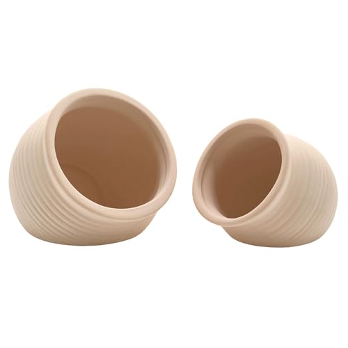 M2cbridge Pottery Ceramic Jar Natural Clay Vase for Cichlid Small Fish Shrimp to Play Hide Breed Habitat (Creamy Clay, 2pcs)