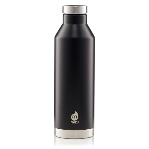 MIZU - V8 Water Bottle | 26 oz. Double Wall Stainless Steel Vacuum Insulated | Narrow Mouth with Leak Proof Cap | Multiple Colors | BPA Free - color: Black