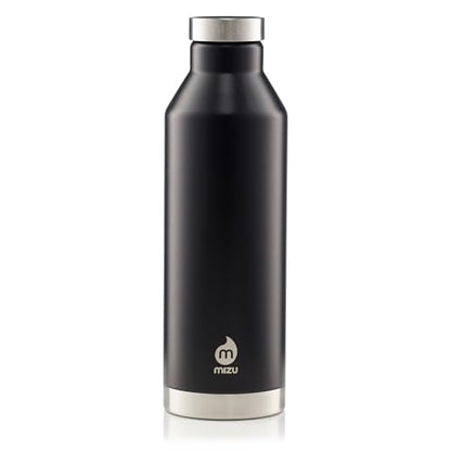 MIZU - V8 Water Bottle | 26 oz. Double Wall Stainless Steel Vacuum Insulated | Narrow Mouth with Leak Proof Cap | Multiple Colors | BPA Free - color: Black