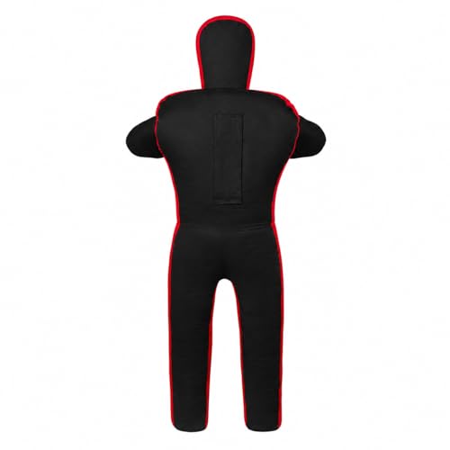 MMA Practice Dummy (Standing Position) for Boxing, Fighting, Throwing, Grappling, Karate, jiu-Jitsu, Wrestling Training - UNFILLED - color: Black/Red Canvas, size: 59" (inches)