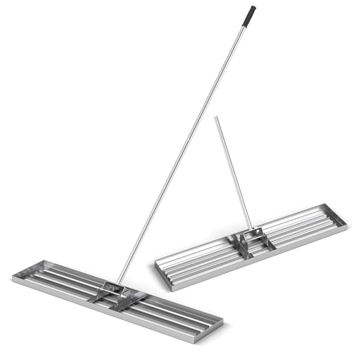 Goplus Lawn Leveling Rake, 46" x 10" Heavy Duty Level Lawn Tool w/ Ergonomic Handle for Soil, Effort-Saving Landscape Rake for Garden, Backyard, Golf Course, Farm, Pasture, Silver