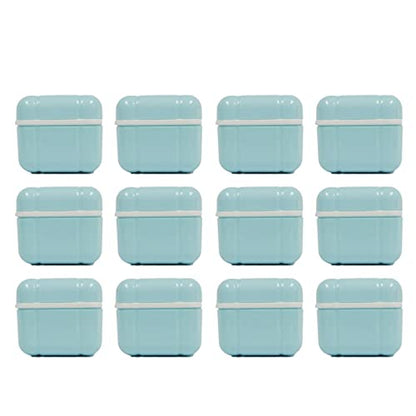 Denture Bath Case Cup Box Holder with Basket, Storage Container Care for Dentures, Clear Braces, Night Guard & Retainers,Traveling (Sky Blue) - color: Sky Blue