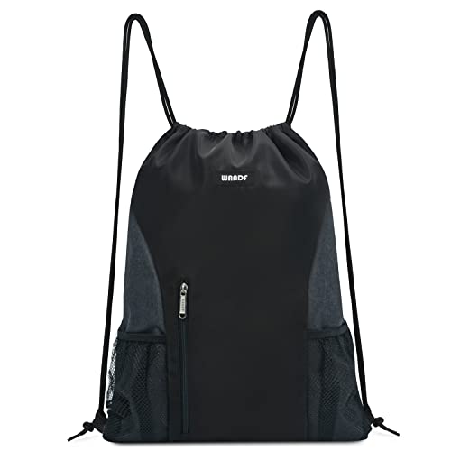 WANDF Drawstring Backpack, Gym Sackpack for Sports - color: Black