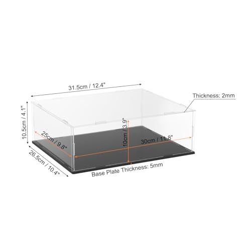 uxcell Acrylic Clear Display Case for Collectibles Self-Assemble Display Boxes with Black Base Dustproof Countertop Storage Box for Collectibles Action Figures, 11.8 x 9.8 x 3.9 Inch - size: 11.8 x 9.8 x 3.9 Inch