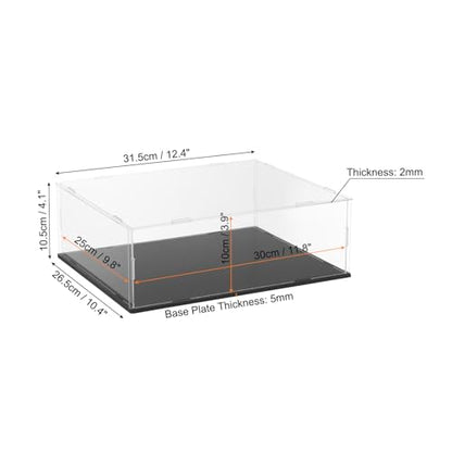 uxcell Acrylic Clear Display Case for Collectibles Self-Assemble Display Boxes with Black Base Dustproof Countertop Storage Box for Collectibles Action Figures, 11.8 x 9.8 x 3.9 Inch - size: 11.8 x 9.8 x 3.9 Inch