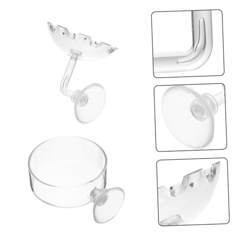 Happyyami 2pcs Shrimp Feeding Bowls Glass Pet Food Dish Trays for Aquariums Easy to and Maintain for Freshwater Shrimp and Aquatic Pets