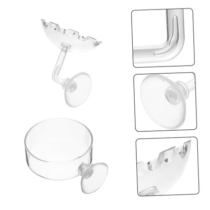 Happyyami 2pcs Shrimp Feeding Bowls Glass Pet Food Dish Trays for Aquariums Easy to and Maintain for Freshwater Shrimp and Aquatic Pets
