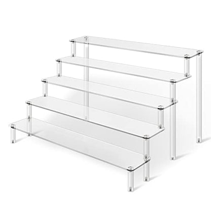 Acrylic Risers Display Stand for Action Figures, 5 Tier Clear Display Collectibles Dessert Holder, Durable Showcase Display Shelf for Toys Jewels Figurines Cosmetics Decoration and Organizer