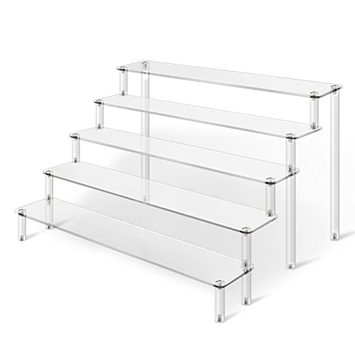 Acrylic Risers Display Stand for Action Figures, 5 Tier Clear Display Collectibles Dessert Holder, Durable Showcase Display Shelf for Toys Jewels Figurines Cosmetics Decoration and Organizer