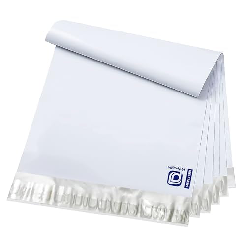 POLYSELLS 100 pcs 14.5x19 Inches White x Silver Poly Mailers Shipping Envelopes, Strong Adhesive Sealing, Waterproof, and Tear-resistant Postal Mailing Bags for Clothing, Books, and Accessories - size: 14.5"x19" 100 PCS