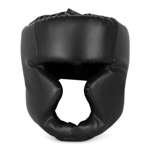 Kickboxing Headgear, PU Leather MMA Sparring Helmet, with Thick Foam Padding, Full Coverage for Boxing, MMA, Martial Arts, Comfortable Adjustable Closure Lock, Holes for Good - color: L for Adults