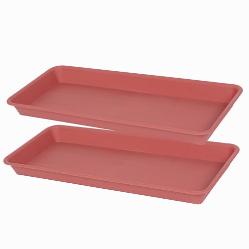 2 Pack of Plastic Plant Tray Saucer Rectangular, Plant Trays Saucers for Indoors Outdoor, Plant Drip Tray for Flower Pot Planter, Windowsill Plant Tray (6 X 11 Inch, Terracotta) - color: Terracotta, size: 11'' x 6.1'' x 1.0'' (2 pack)