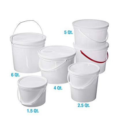 Pail with Handle, Polypropylene, 1.5 Quart, White, 10 Piece - color: White