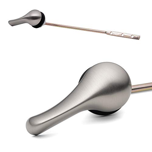 Qualihome Brushed Nickel Finish Front Mount Toilet Handle Replacement Kit, Universal Toilet Tank Flush Lever Fits Most Standard Front-Mount Toilet Tanks - color: Brushed Nickel