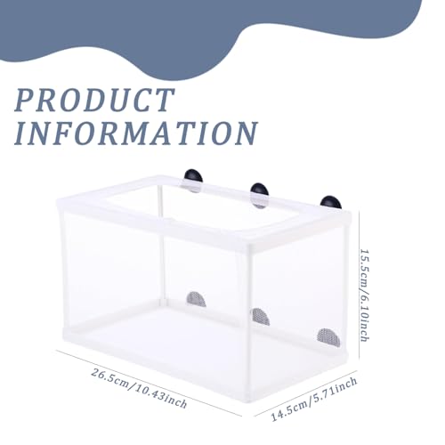 Breeder Box for Fish Tank, 6x5.7x10 Large Fish Breeding Box Net, White Mesh Aquarium Breeder Hang on Nursery with Suction Cups for Baby Hatchery Breeding