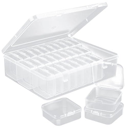 1 Large Box & 30-Grid Transparent Plastic Bead Organizer (Hinged Lid) — A Portable Craft Storage Solution for Jewelry Making, DIY Projects, Nail Art, and Storage of Screws & Small Parts
